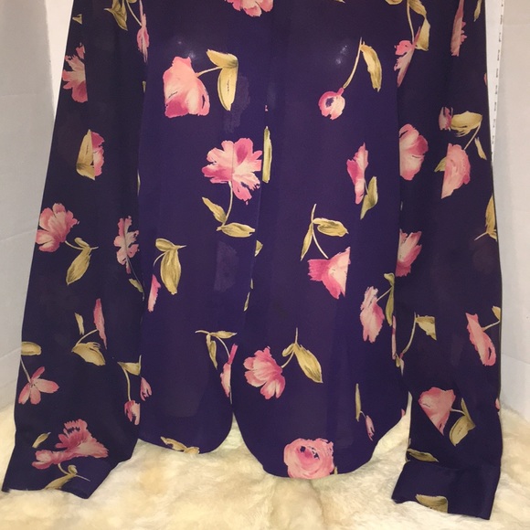 CHAUS•Sheer Silky Secretary Blouse Shirt Top 16 - Picture 4 of 8